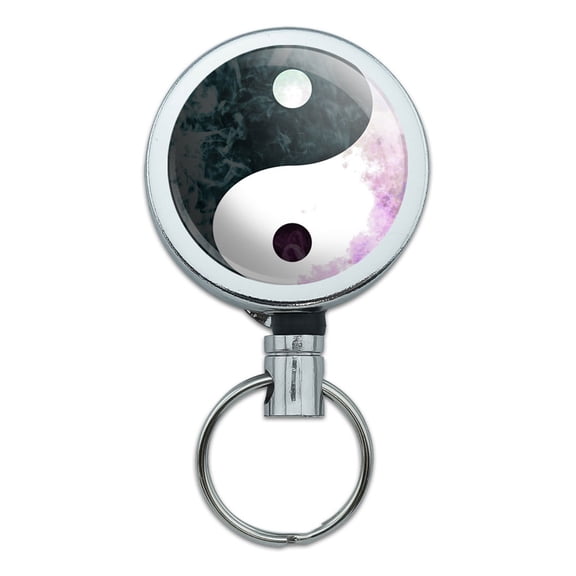 Ying Yang Retractable Belt Clip Badge Key Holder