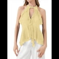 thumbnail image 2 of Camisola con Volantes y Cuello Halter para Mujer Amarillo S, 2 of 7