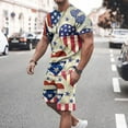 thumbnail image 2 of Summer Savings Clearance Stamzod 2 Piece Outfit For Men Shorts Set Casual Short Sleeve And Shorts Jogging Sweatsuit Print Casual Tracksuit For 4Th Of July, 2 of 5