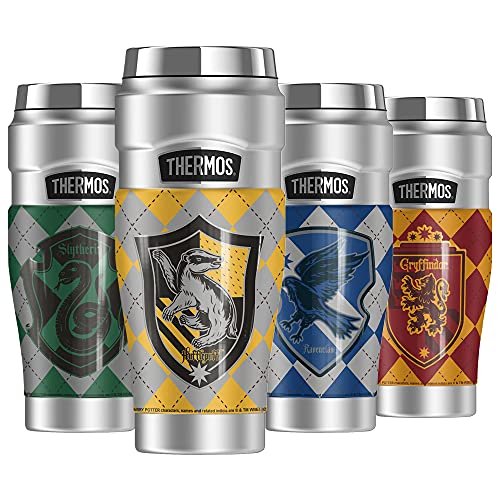 Título del producto: Harry Potter Hufflepuff Plaid Sigil, Termo THERMOS STAINLESS KING de acero inoxidable, vaso de viaje con aislamiento al vacío y doble pared, 16oz