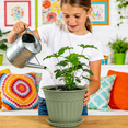 thumbnail image 6 of FIASON 6 Pack 12 Inch Sage Celadon Green Plastic Planters with Drainage Holes and Saucers, Embossed Flower Plant Pots Large Outdoor Planters for Patio Garden, 6 of 8