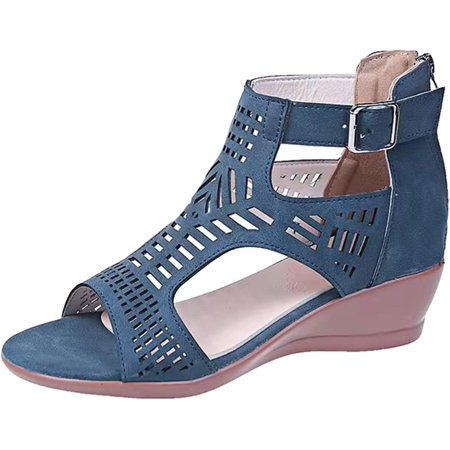 

Women Sandals Flats Summer Toe Ladies for Women Wedges Fashion Out Shoes Hollow Sandals Peep Causal Sandals Women s Sandals Strappy Lace-Up Sandal Black Sandal for Women