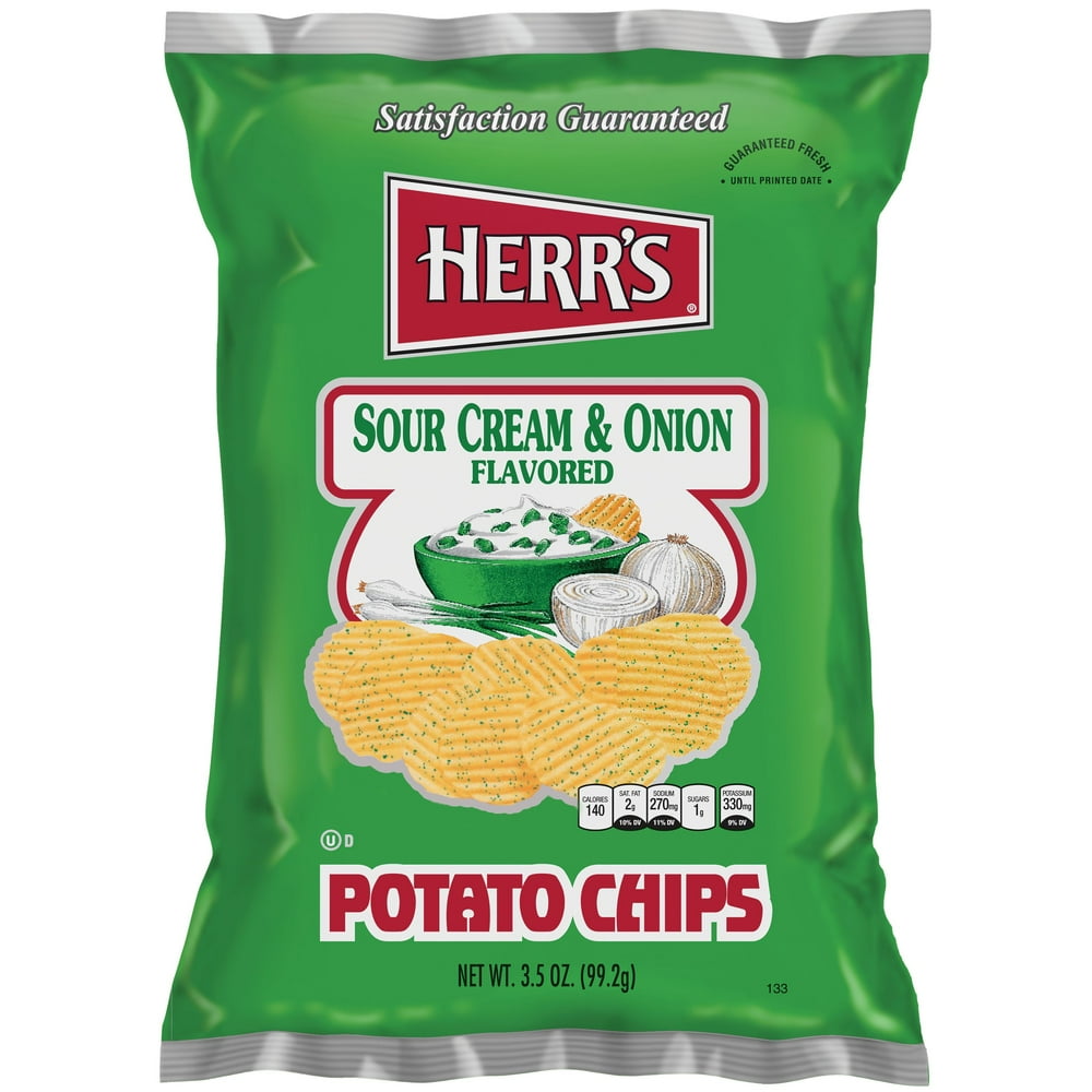 Herr's Potato Chips, Sour Cream & Onion, 3.50 Oz, 16 Ct