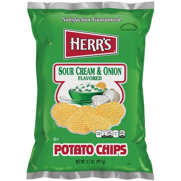 Herr's Potato Chips, Sour Cream & Onion, 3.50 Oz, 16 Ct