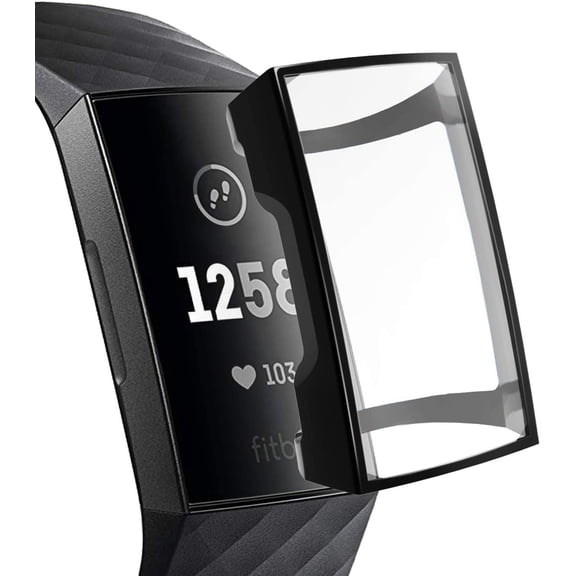 Tianle Compatible with Fitbit Charge 4 3 Screen Protector - TPU Clear Shockproof Full-Around Protective Case Compatible with Fitbit Charge 4 3 and Fitbit Charge 3 SE, Black