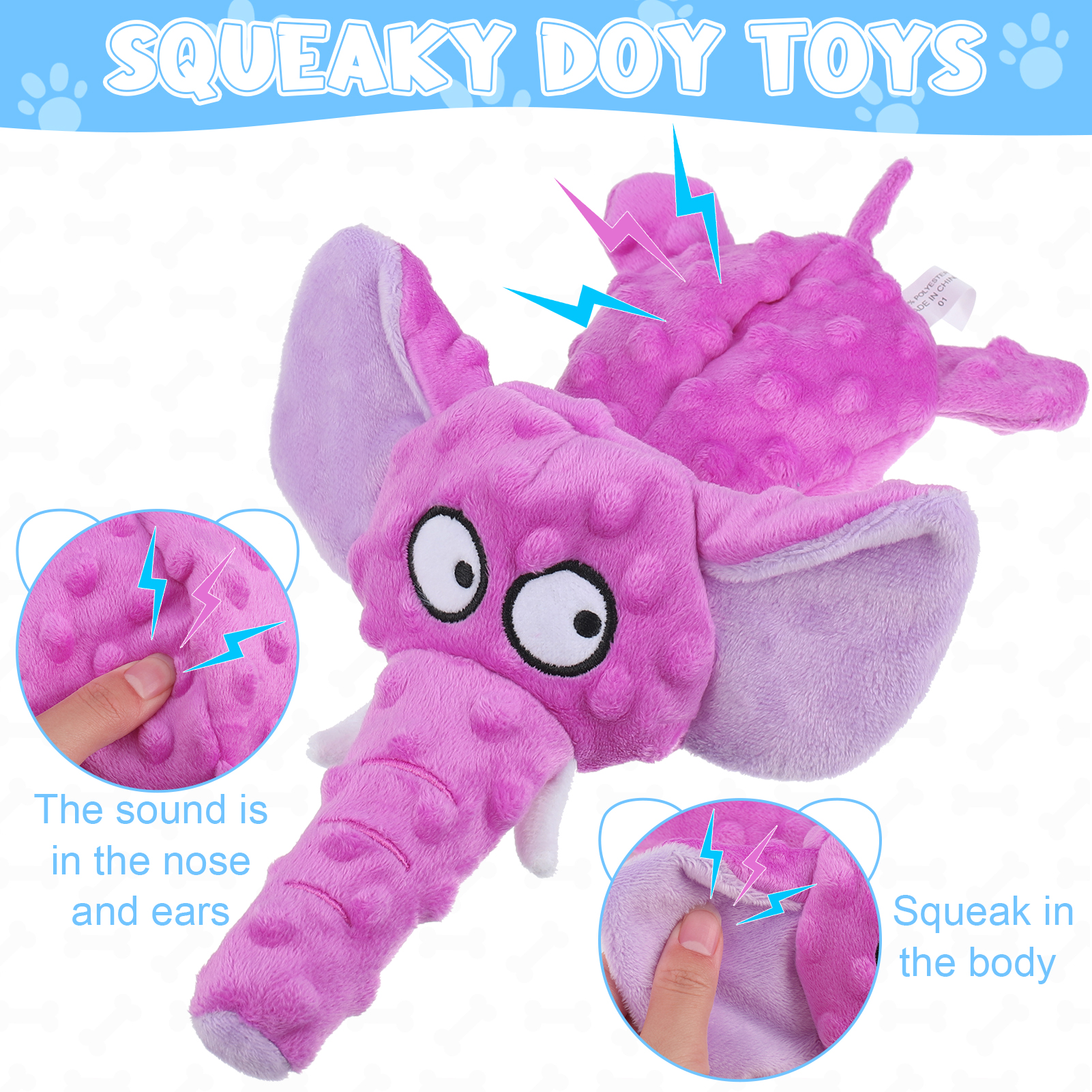 Sixwipe 2-Pc Squeaky Crinkle Dog Toys, Small photo 3