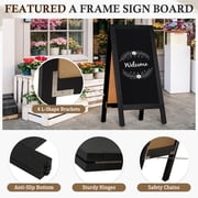 DOLLAR BOSS Wooden A-Frame Sign Chalkboard Sign 40 x 20 Magnetic Sidewalk Menu Board with Sturdy Freestanding Black Sandwich Board Sign Board Menu Display for Restaurant Business Weddings, Black