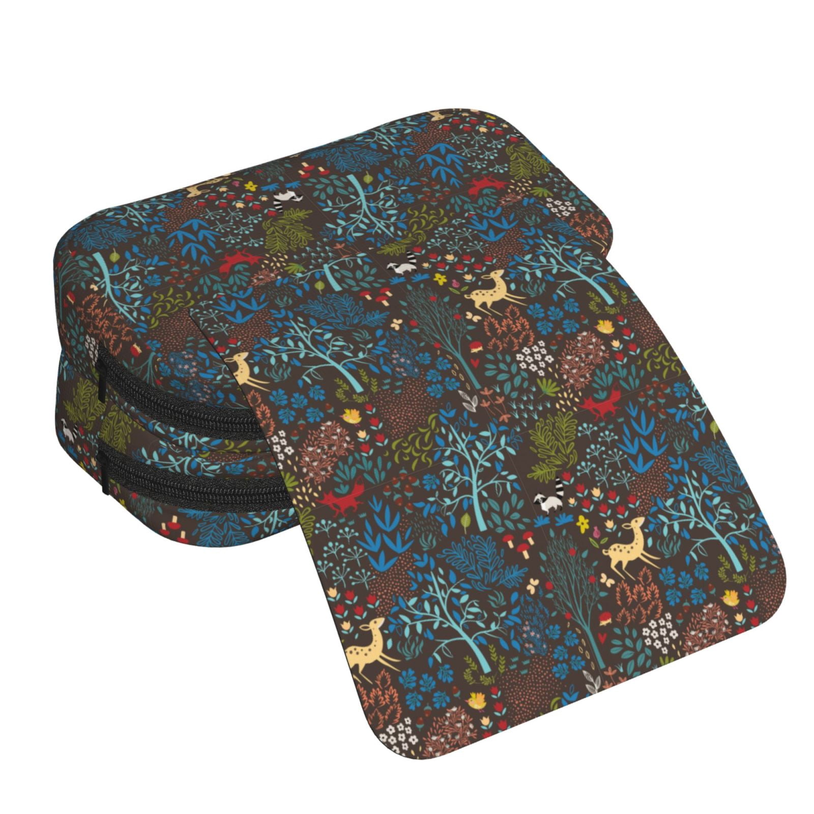 Rateoe Deers In The Forest 1 Pattern Double Clamshell Pen Case, Storage Organizer with Two Zipper Compartments– Holds Up to 50 Pencils & Pens