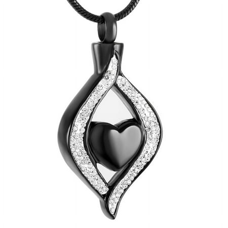 Cremation Jewelry Crystal Teardrop Heart Urn Necklace for Ashes Heart Shape Memorial Keepsake Pendant for Human Ashes Holder for Women Gift