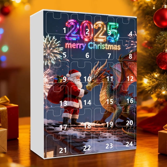 Countdown Sets 2 Advent Calendar Featuring Santa on Display 24 Day Countdown Calendar for Indoor Use Acrylic With -Sided Graphics