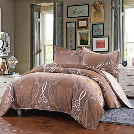 Simple&Opulence Microfiber 3 Piece Brown Floral Reversible Bedding Jane ...