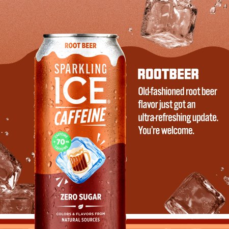 SPARKLING ICE CAFFEINE ROOT BEER 16OZ CAN *ZERO SUGAR, NATURALLY SOURCED COLORS & FLAVORS*