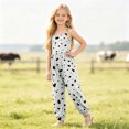 thumbnail image 6 of Toddler Girls Cow Print Jumpsuit Sleeveless Overalls Kids Spaghetti Strap Pants with Pockets Black 9 3-4 Years, 6 of 9