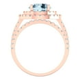 Clara Pucci 14K Rose Gold Round Cut 2Ct Natural Swiss Blue Topaz