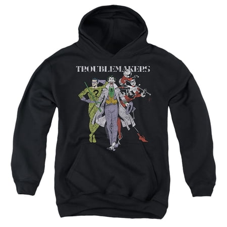 Batman Original Gangsters Joker Harley Quinn Riddler Kids Pull-Over Hoodie (Small) for Youth Boys and Girls Black