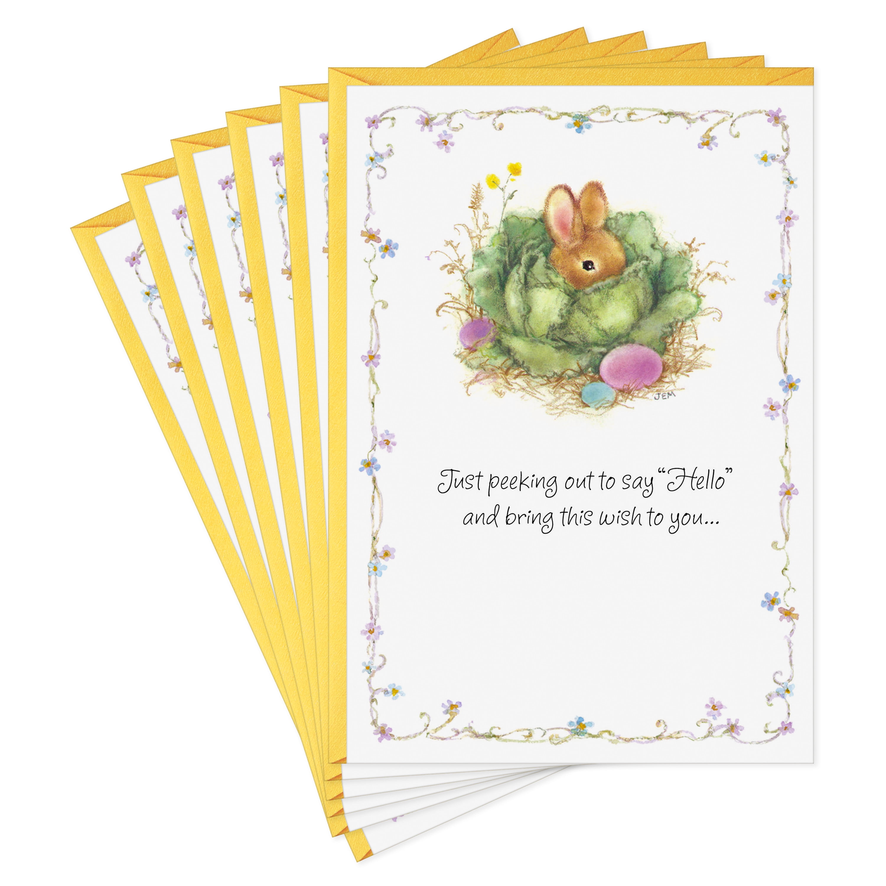 Hallmark Easter Cards, 6 ct. (Illustrated Bunny Hiding in Cabbage