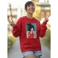 thumbnail image 2 of Pastell Woman In Red Dress Sweatshirt Women's -Hulya Ozdemir Designs, Female Small, 2 of 4