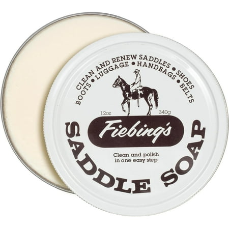 Fiebing's White Saddle Soap for Leather (12 oz Tin) - Leather Cleaner & Conditioner to Soften, Protect & Restore Leathercraft - Leather Soap for Car Seat, Couch, Shoe, Purse, Boot, Bag, & Saddles