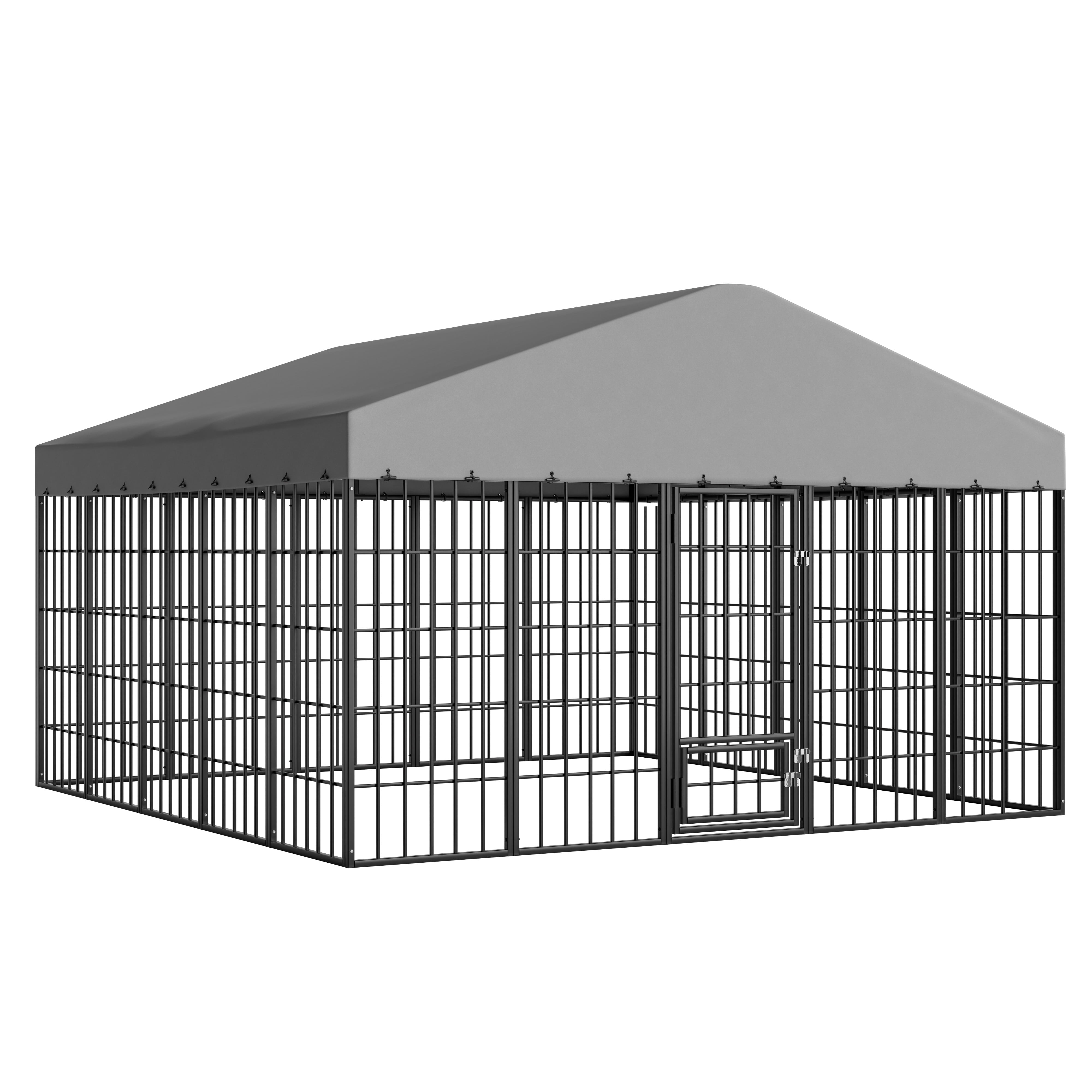 ALAULM Large Outdoor Dog Kennel,10x10FT Heavy-Duty Modular Dog Cage with Roof Dog Pens Outside with Double Doors & Weatherproof Cover Dog Enclosure for Patio,Garden