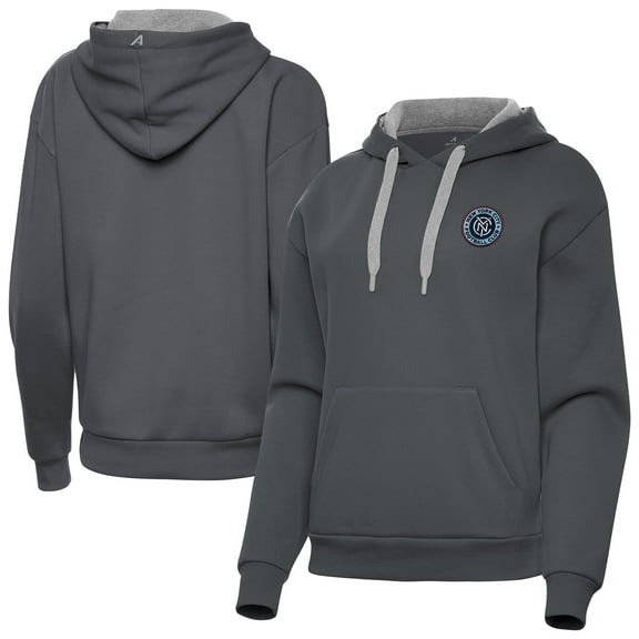 Women's-Antigua Charcoal New York City FC Victory Pullover Hoodie