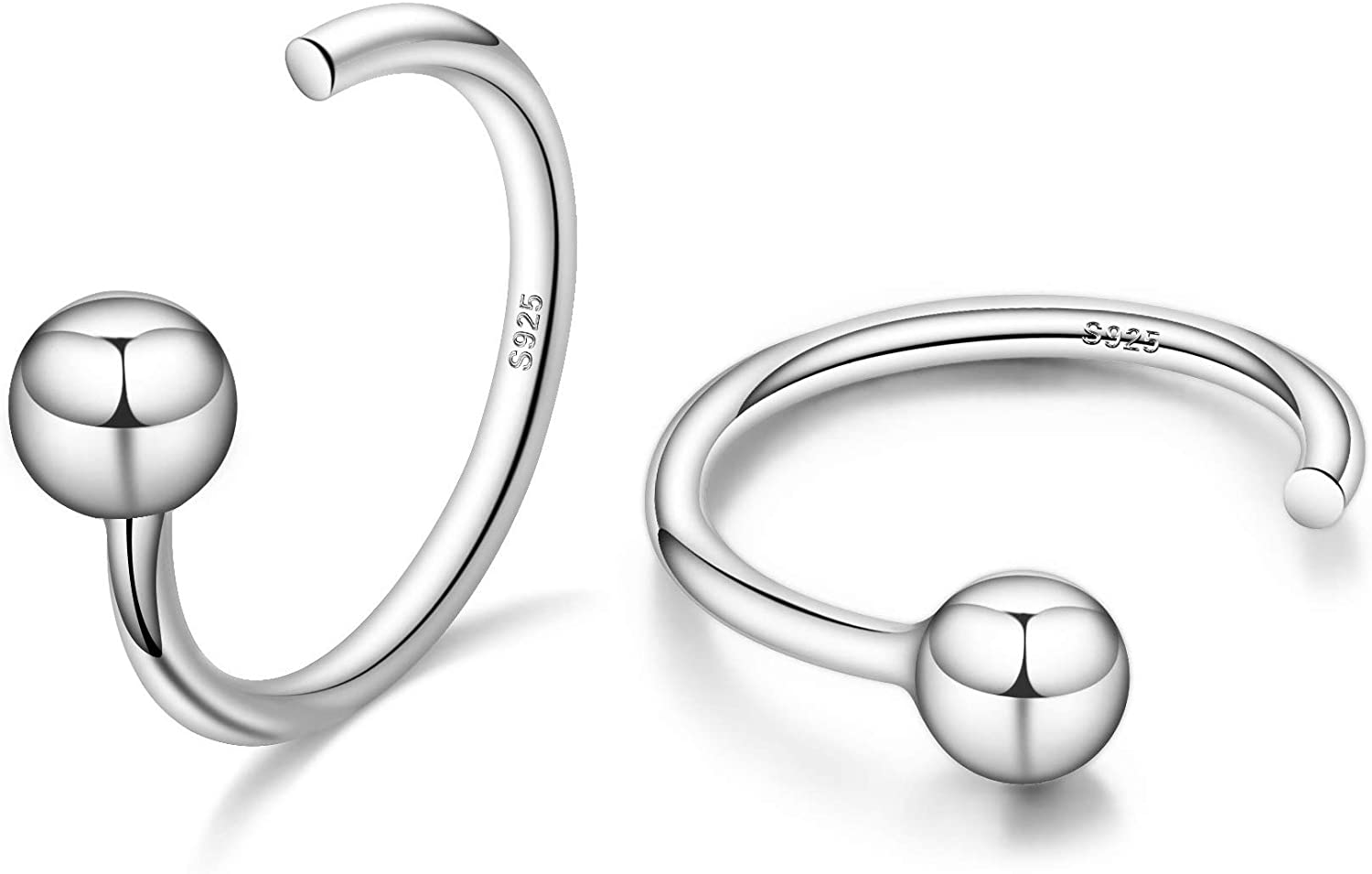 Half Hoops Earrings 951 Sterling Silver Small Huggie Hoop Earrings Ball