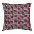 thumbnail image 1 of Teen Room Decor Throw Pillow Cushion Cover, Abstract Geometric Minimalist Lines and Square Cubes Artful Print, Decorative Square Accent Pillow Case, 16 X 16 Inches, Magenta Black White, by Ambesonne, 1 of 2