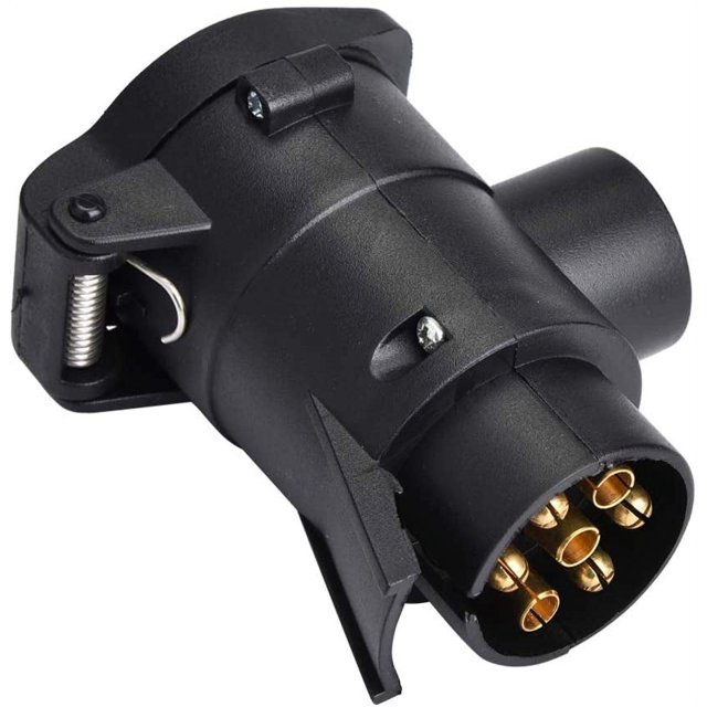 Adaptador convertidor de enchufe de coche Duokon de 12 V, de 7 a 13 pines, conector de remolque para enganche de caravana (negro)