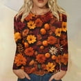thumbnail image 2 of Women's Autumn Leaf Print Long Sleeve T-Shirt, Casual Fall Fashion Crew Neck Tops, Comfortable and Stylish, 2 of 5