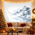 thumbnail image 3 of Ink Wash Mountain Lake with Flying Birds, Calming Japanese Inspired Art for Nature Lovers, Scenic Landscape Wall Decor, Housewarming Gift, Tapestry Wall Hanging for Bedroom and Living Room, 3 of 7