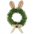 thumbnail image 2 of 24" Easter Bunny Ear Bow Wreath with Flower Ornaments, Large Artificial Green Plant Door Hanging for Home Decoration, Waterproof and Sunproof Spring Holiday Garland, 2 of 9