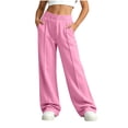 thumbnail image 3 of Falkdiz Girls Warm Fleece Sweatpants Sport Wide Leg Pockets Open Bottom Winter Pantalones Casual Relaxed fit Elastic Waist Pants for Girls , Pink , Size: 5-6 Years, 3 of 9