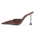 thumbnail image 2 of FSJ Women Pointed Toe Studded Backless Pumps Slip on Stiletto High Heel Mules Casual Dress Work Slides Shoes Size 8 Espresso, 2 of 5