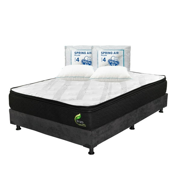 Colchón Matrimonial Restonic Enzo + Box + 2 Almohadas Osos