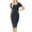 Navy, variant on Womens Short Sleeve Bodycon Fitted Knee Length Midi Dress