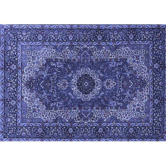 Ahgly Company Machine Washable Indoor Rectangle Medallion Blue Traditional Area Rugs, 2' x 3'