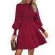 thumbnail image 3 of Vestido De Manga Farol Vestido fluido para mujer, jersey, vestido corto Vintage, cintura alta, ropa de trabajo diaria para mujer Cgtredaw Vino Tinto Xl para Mujer, 3 of 7