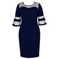 thumbnail image 3 of DYMADE Women's Christmas Party Cocktai Ball Gown Lace Stitching 3/4 Sleeve Elegant Bodycon Dress Formal Dresses Plus Size, 3 of 4