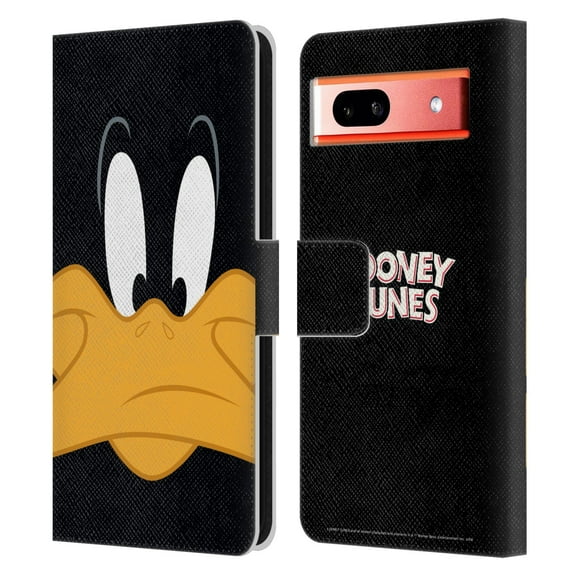 Head Case Designs Officially Licensed Looney Tunes Full Face Daffy Duck Leather Book Wallet Case Cover Compatible with Google Pixel 7a