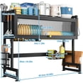 thumbnail image 3 of 2-Tier Over The Sink Dish Drying Rack, 33.66"×31.1"×11.81", Large Sink Rack for Kitchen, Saving Kitchen Space, Cover Design Holds Dishes, Bowls, and Cutlery, Kitchen Sink Shelf, 3 of 6