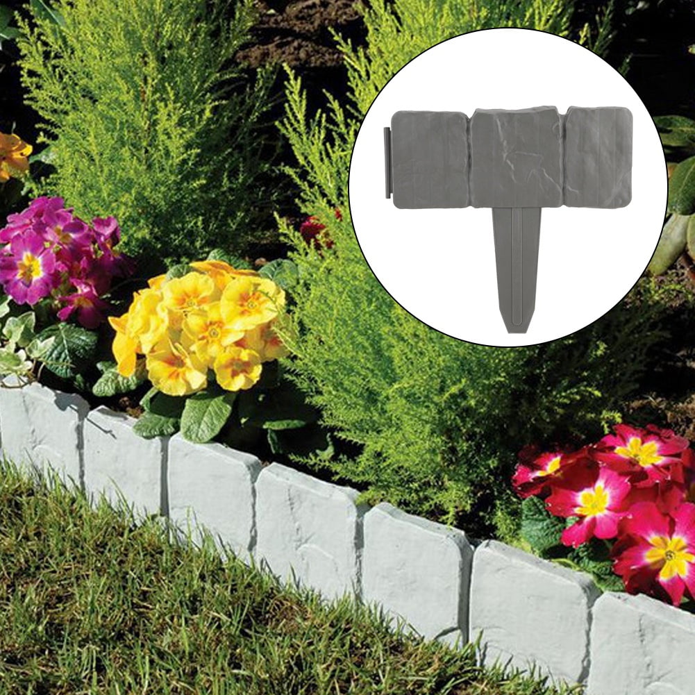 Cobbled Stone Effect Garden Plastic Fence Hammer in Lawn Edge Brick Effect 