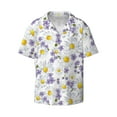 thumbnail image 4 of Uemuo Daisies Flowers Pattern Cotton Linen Short Sleeve Shirts,Casual Lightweight Button Down Shirts,Vacation Beach Summer Tops-X-Large, 4 of 7