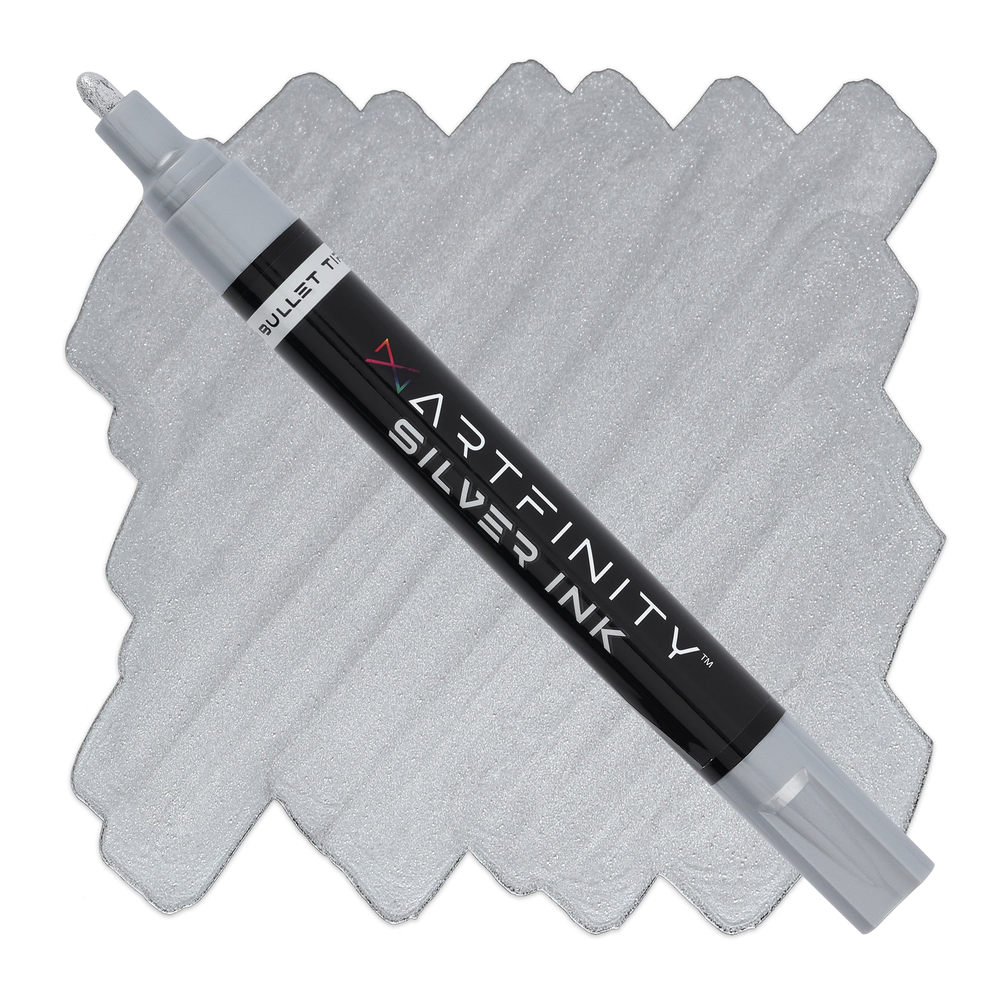 Artfinity Rich Metallic Markers - Professional Metallic Markers for Artists, Drawing, CAlligraphy, & More! - [Silver - 3mm Bullet Nib - 3 Pack]