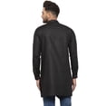 thumbnail image 4 of eloria Men's Trending Indian Traditional Solid Black Asymmetric Kurta, 4 of 7