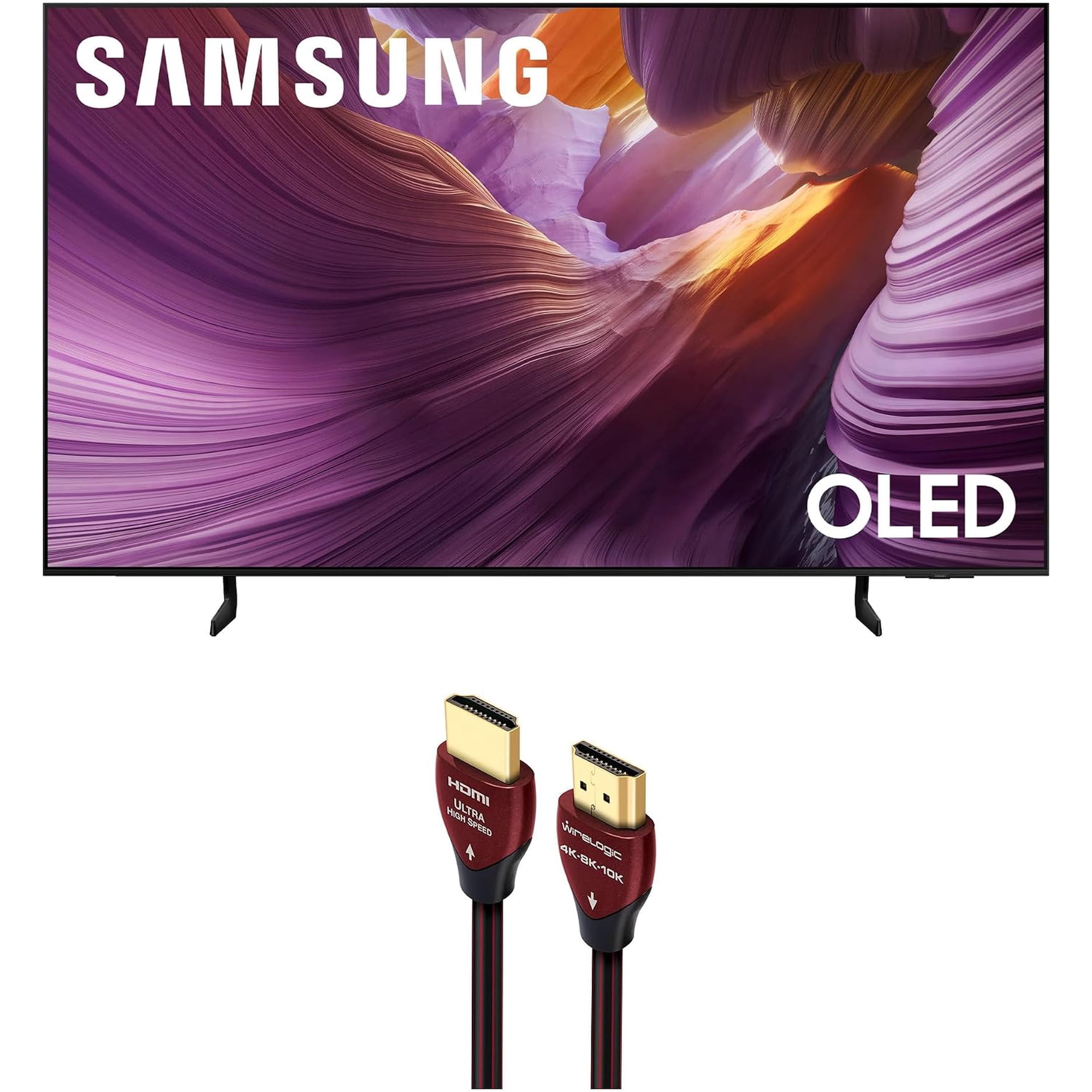 Samsung QN77S85FAEXZA 77 Inch OLED HDR 4K Smart TV with a WireLogic Ruby 8ft Ultra High Speed 4K-8K-10K HDMI Cable (2025)