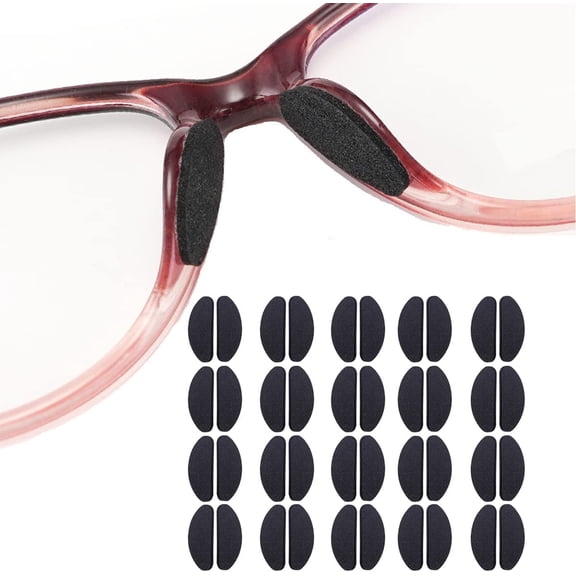 Eyeglass Nose Pads, Soft Non-Slip Foam Nose Pads Self Adhesive for Sunglasses,Plastic Frames Glasses,Glasses,D-Shape,20 Pairs(Black)