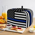 thumbnail image 2 of Toaster Cover 2 Slice, Blue American Flag Dustproof Bakeware Oven Protector with Top Hook, Black White Striped US Flag Stars Waterproof Small Kitchen Appliance Toasters Dust Cover, 11"x6"x8", 2 of 9