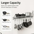 thumbnail image 2 of 30-Inch Silver Gray Pot Rack, Wall Mounted Hanging Pot and Pan Organizer with 12 Sturdy Hooks, Kitchen Wall Hanger Shelves Modern, 2 of 24