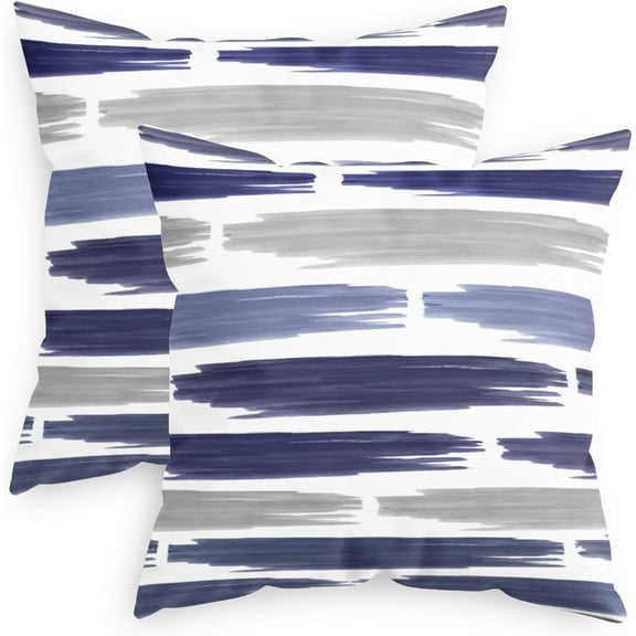 Throw Pillow Cases Pack of 2 Cozy Fleece Abstract Geometric Texture Decorative Cushion Covers for Couch Bed Sofa Farmhouse Decoration 18 X 18 Inches Navy Blue