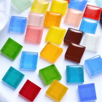 LOLIPPYY 1200 Pieces Square Glass Tiles for Craft Projects, Mosaic Supplies for Creative Craft Enthusiasts