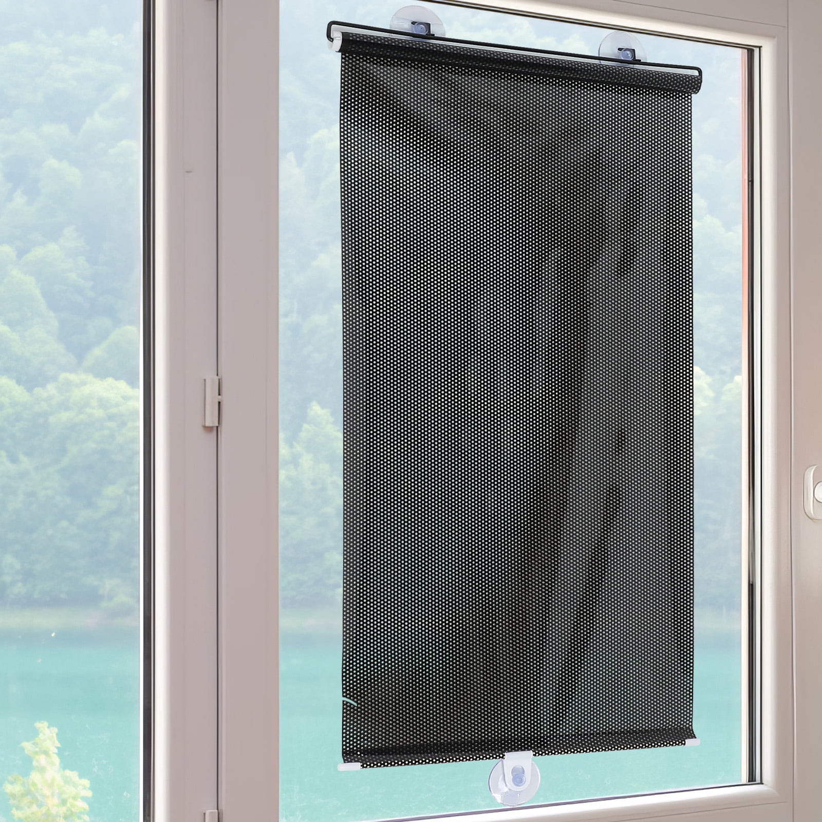 Miangastore Free-punched Balcony Sunshade Blackout Curtain Temporary Blind with Suction Cup